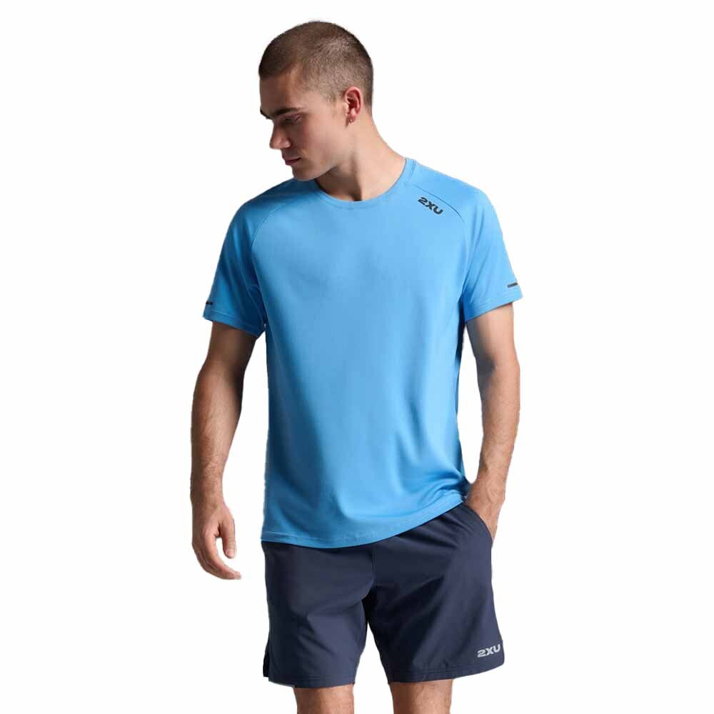 Polo Running Aero Tee Hombre Azure/black Reflective