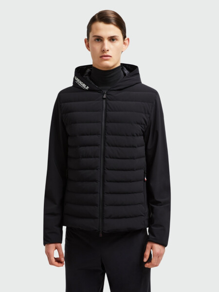 Moncler - Cardigan acolchado con relleno de plumas con capucha Negro