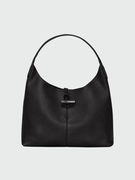 Longchamp -Cartera de cuero flexible Roseau Essential Negro