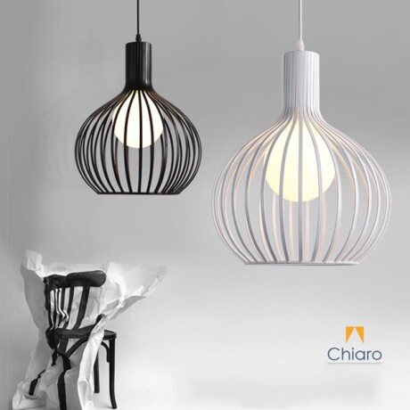 Lampara colgante jaula circular Negra