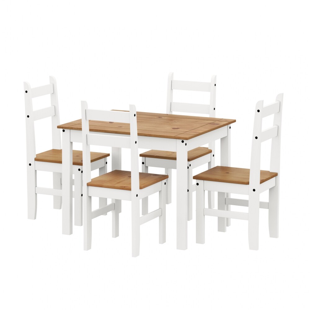 Juego de Comedor Lucia Plus 4 Sillas Madera - Blanco Juego de Comedor Lucia Plus 4 Sillas Madera - Blanco