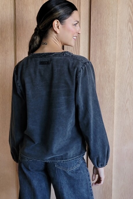 Blusa Mery Denim Negro Picado
