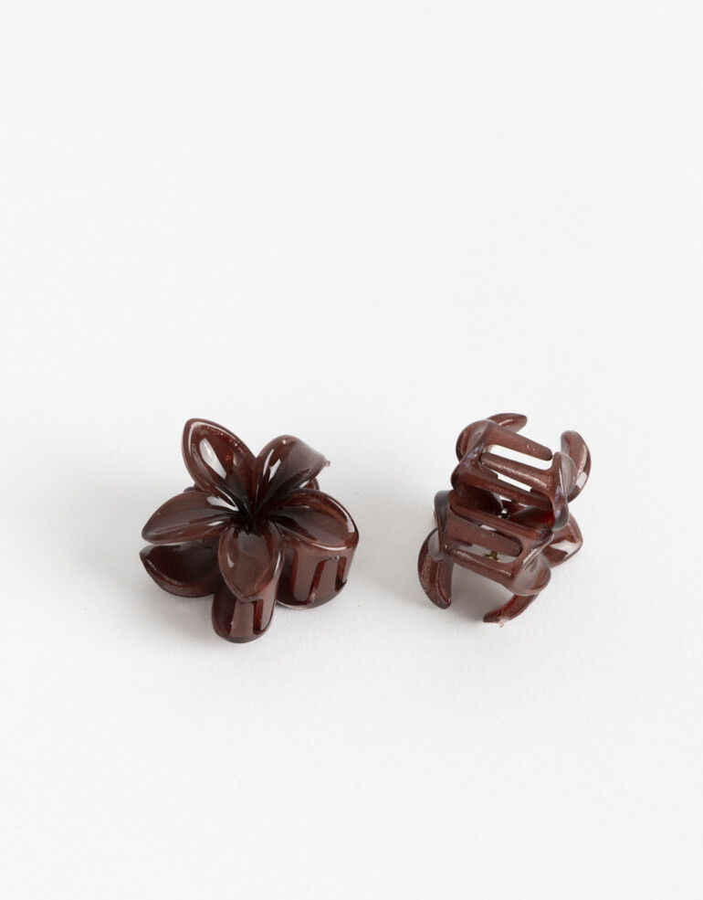 Broches Sets Flores Set De Broches Flor Hawaiana - Marron Chocolate