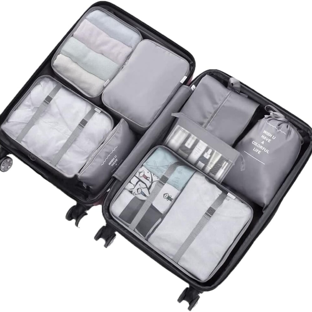 Kit Organizador de Viaje 8 Piezas Gris