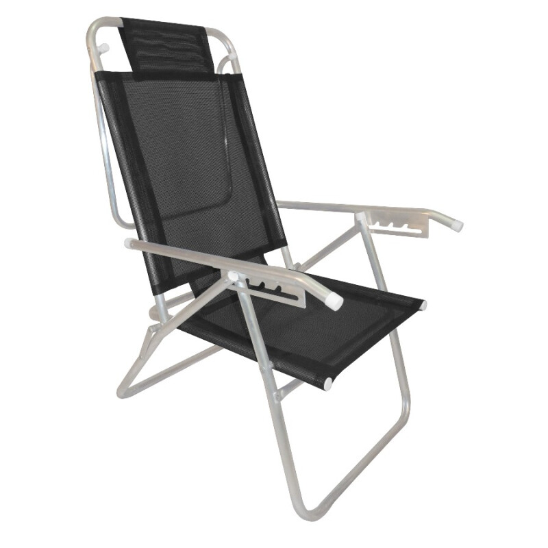 Reposera Infinita up Zaka Aluminio Reforzada 5 Posiciones Negro