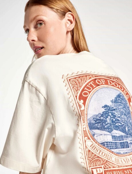 CAMISETA OVERSIZED CON ESTAMPA BEIGE