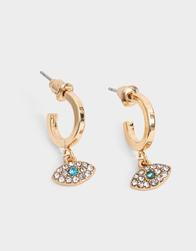 Aros Argollas Bañada en Oro Aros Argolla Ojos Bañado En Oro - Dorado