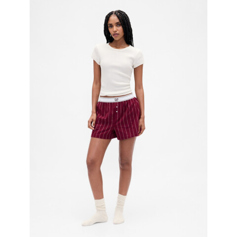 FLANNEL BOXER SHORT BURGUNDY STRIPE