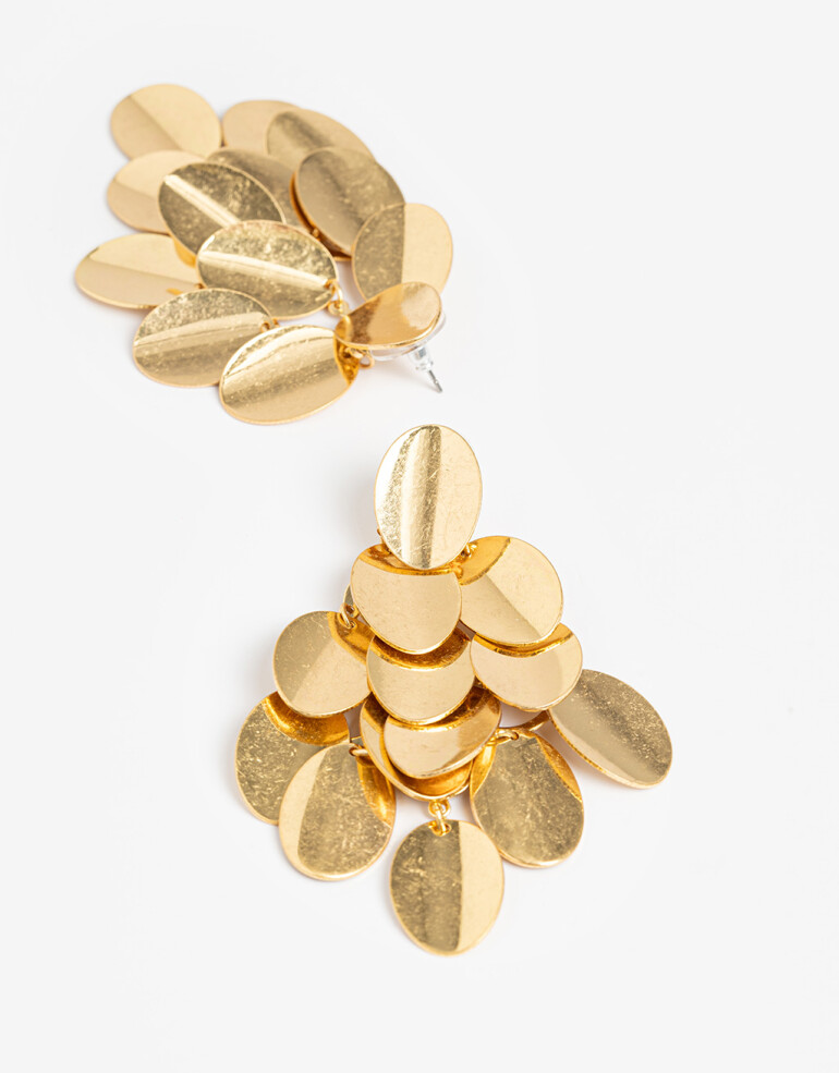 Aros Colgantes Largos Metal Aros Colgantes Lluvia De Chapones - Dorado Oro Amarillo