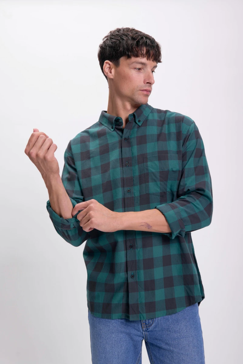 Camisa cuadros Verde Petroleo