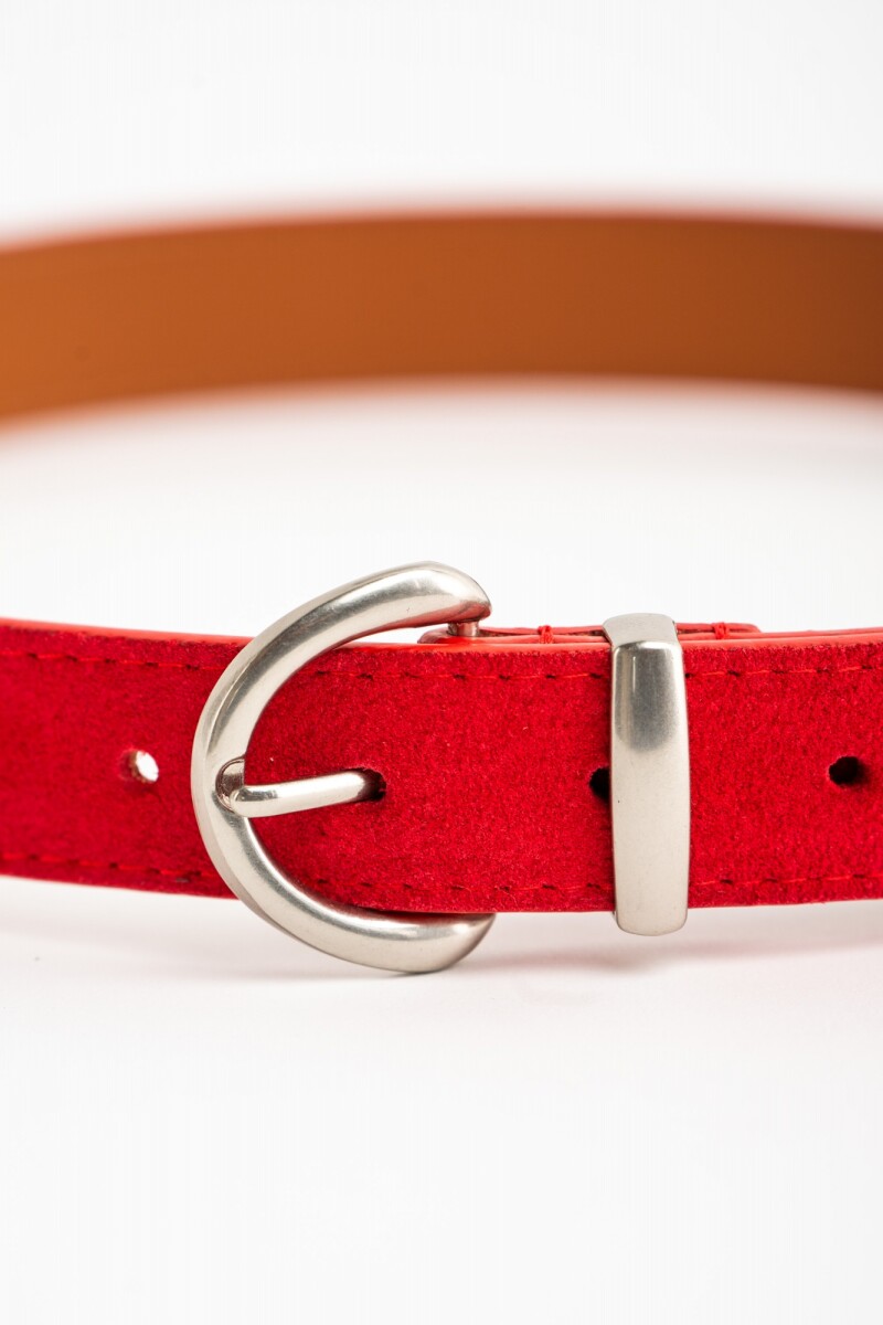 Cinto Gamuza Cuero Rojo