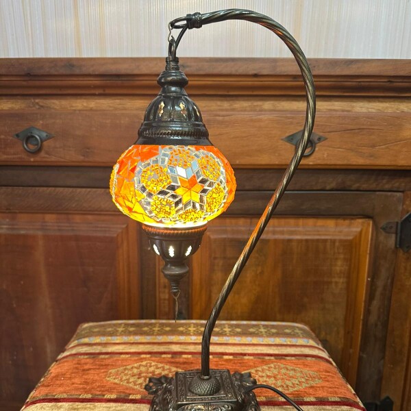 Lámpara vitraux de mesa cuello de cisne rojo TM12 Modelo 4 - Naranja