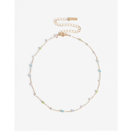 Collar Corto Metal Y Beads Dorado