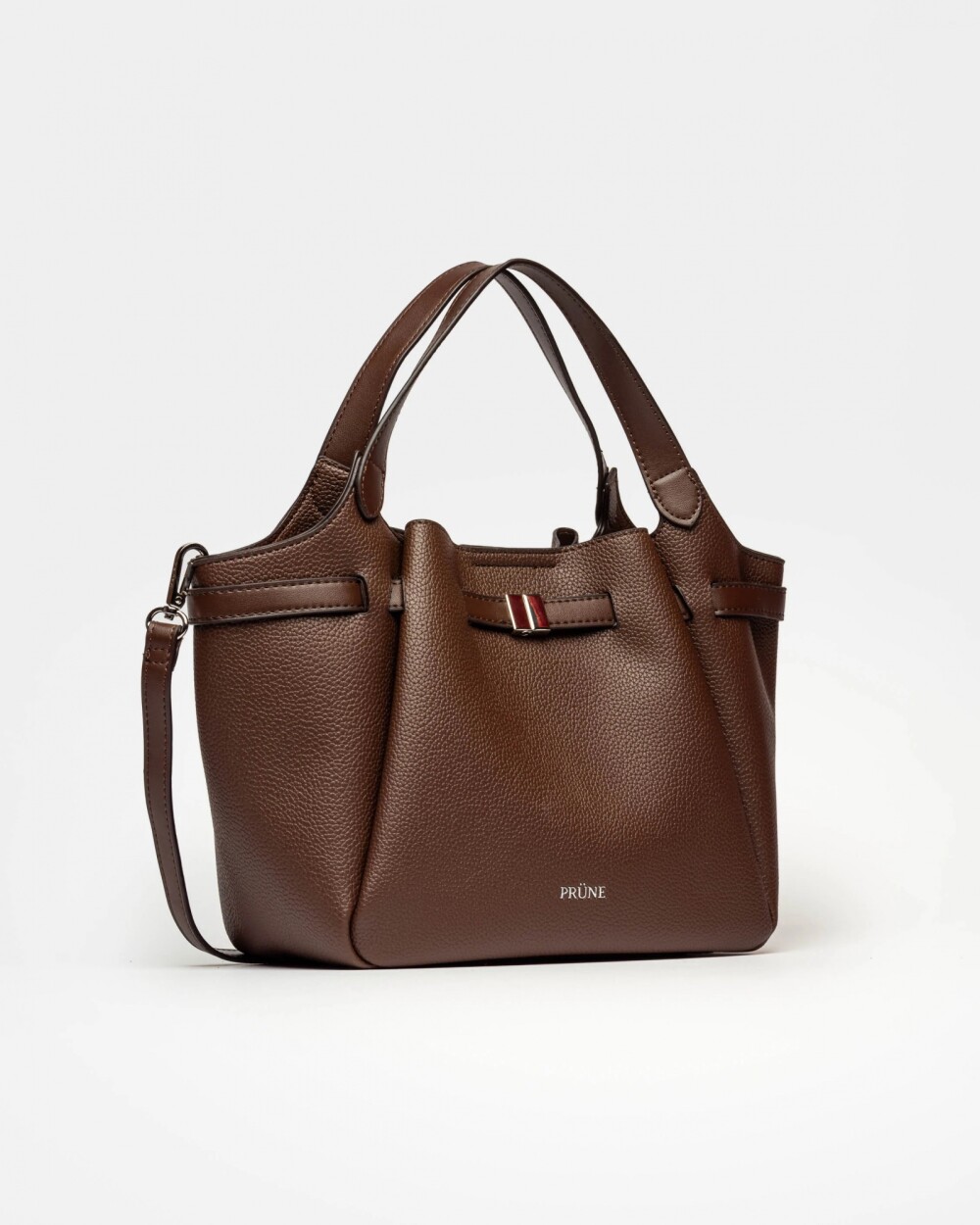 Cartera de mano Marble en efecto cuero graneado Marron