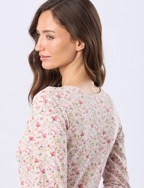 REMERA ESTAMPADA DE ALGODÓN Beige