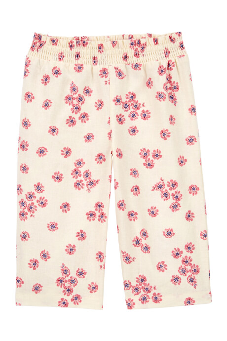 Pantalón de lino Ecovero, acampanado, diseño floral Sin color
