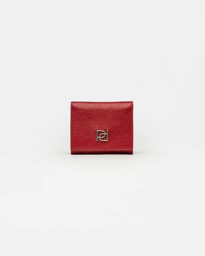 Billetera Cloe en cuero graneado Rojo
