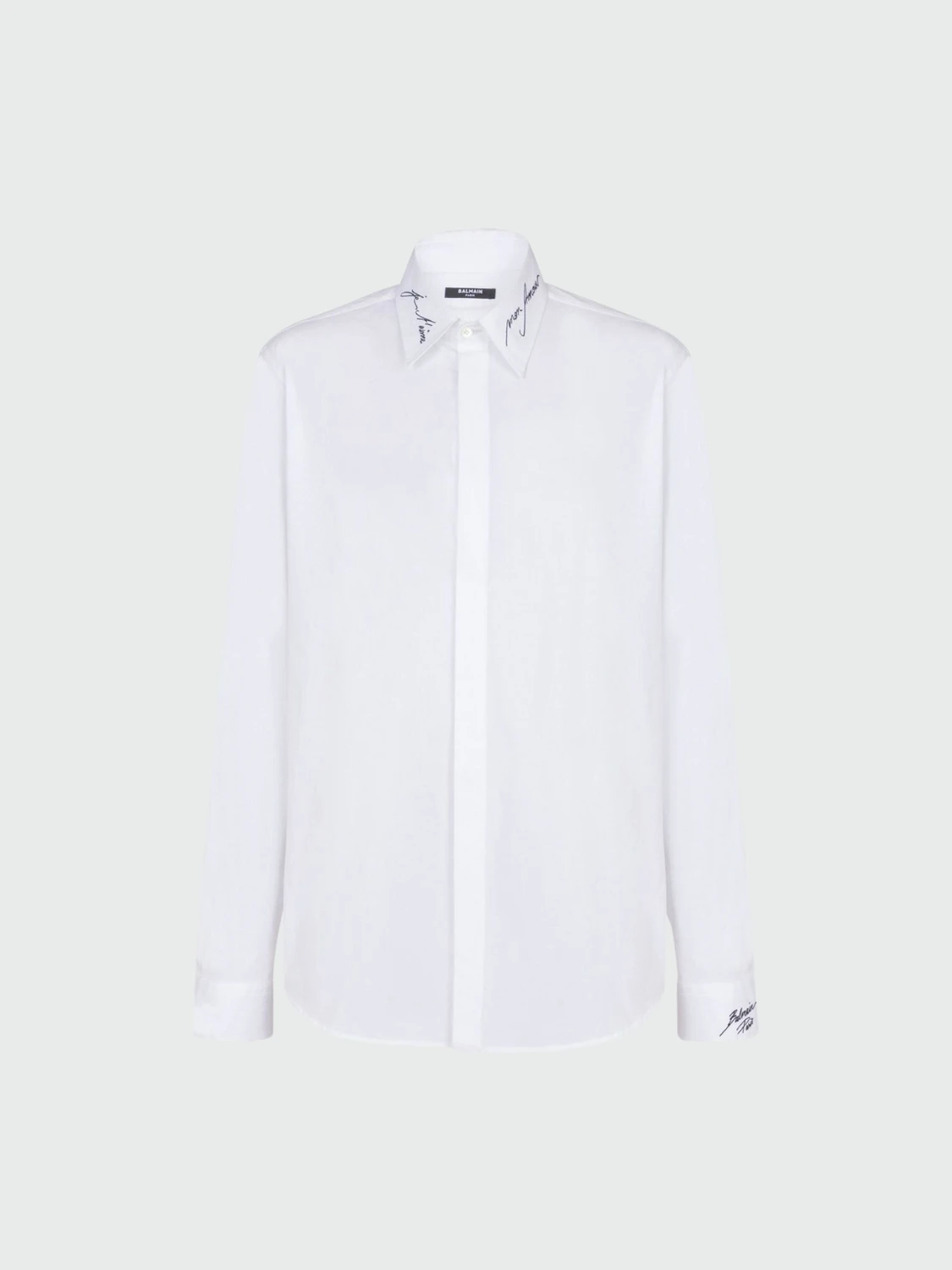 Balmain - Camisa de popelina con cuello bordado Blanco