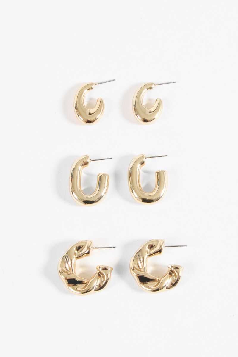 Set 3 aros curvo dorado
