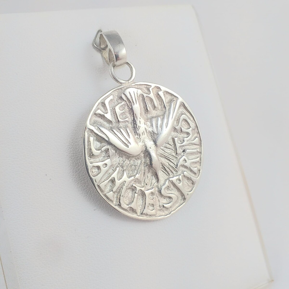 Medalla religiosa de plata 925, Espíritu Santo, diámetro 3.5cm. 