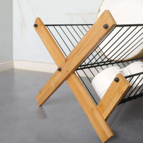 Escurridor plegable de dos niveles Madera/Metal