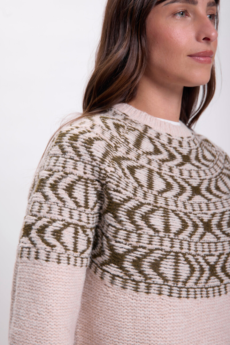 Buzo punto detalle cuello Beige
