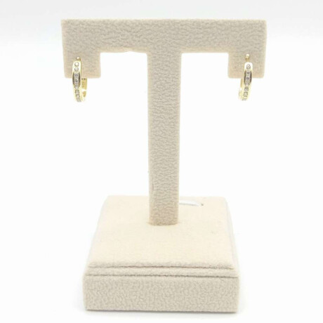Par de aros de plata amarillo y circonias Baño De Oro