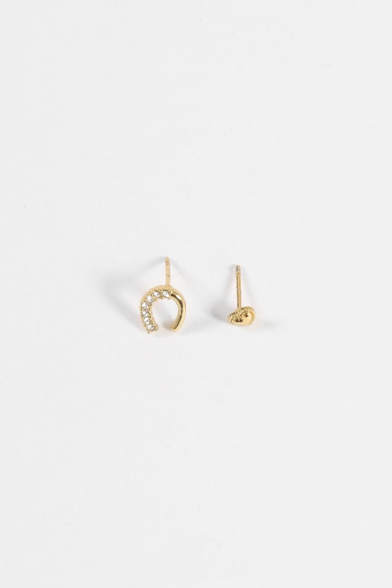 Caravanas acero pin strass dorado