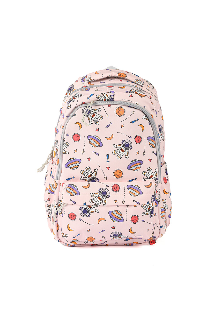 Mochila escolar estampada nylon Rosa