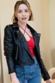 Chaqueta efecto cuero Negro