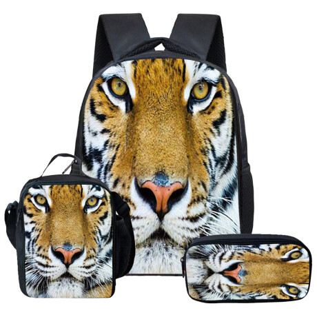 Mochila Escolar 3en1 + Lunchera + Cartuchera Tigre Mochila Escolar 3en1 + Lunchera + Cartuchera Tigre