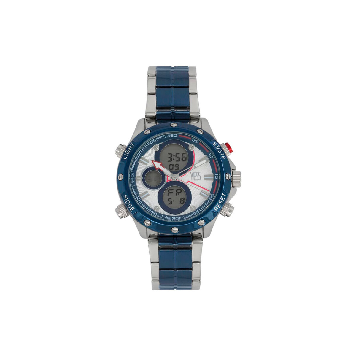 Reloj Yess Metal Dual Hombre - Plateado/Azul 