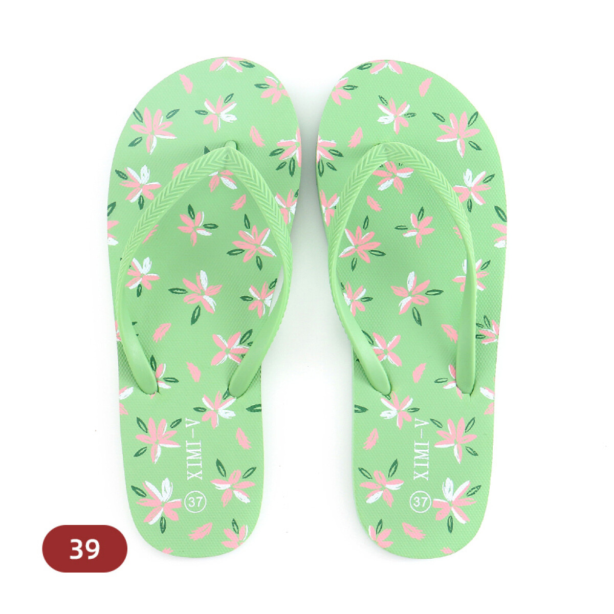 Chancletas Floreadas Verdes - Dama - 39 