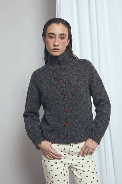 Cardigan abotonado gris oscuro