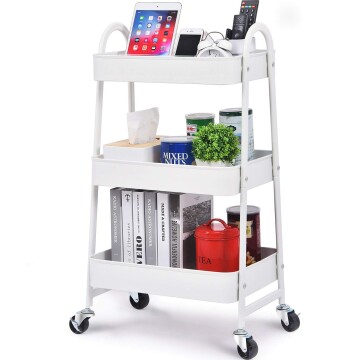 Carro Organizador 3 Estantes Con Ruedas Multiuso Reforzado Color Variante Blanco