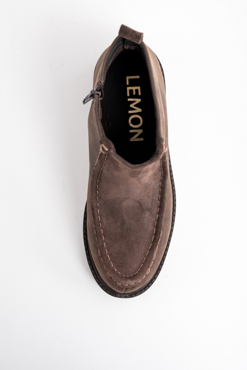 Bota Cuero Combinada Chocolate