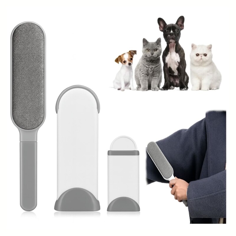 Cepillo Quita Pelos Mascotas Autolimpiante Reutilizable Blanco Con Gris Cepillo Quita Pelos Mascotas Autolimpiante Reutilizable Blanco Con Gris