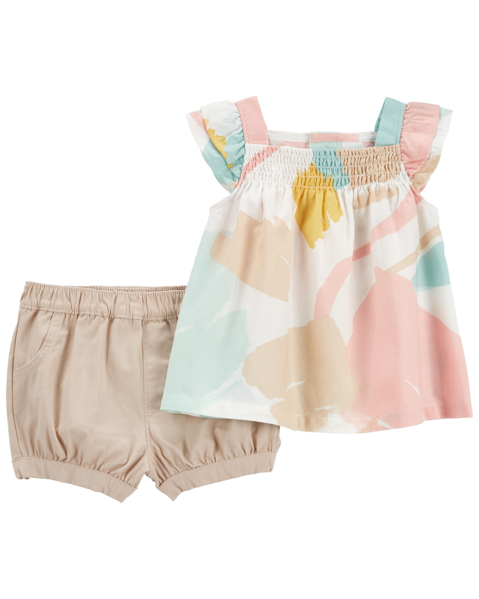 Set dos piezas short y musculosa de sarga colores pastel Set dos piezas short y musculosa de sarga colores pastel