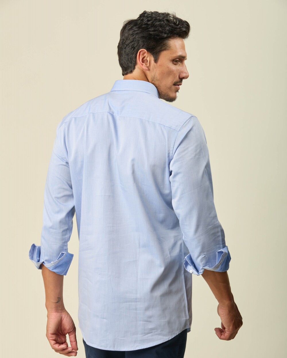 Camisa Sport Algodón Manga Larga Celeste