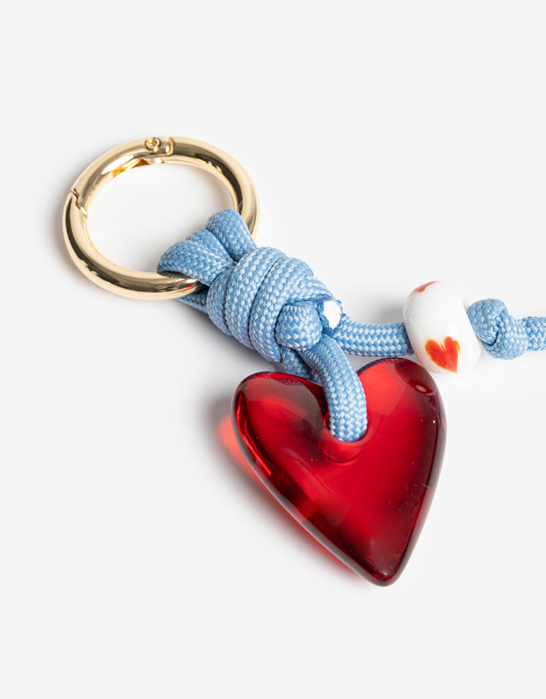 Llavero Acrilico Llavero Y Bag Charm De Cordón Y Corazón - Combinacion Bicolor