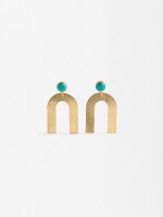Pendientes Arco Con Piedra azul