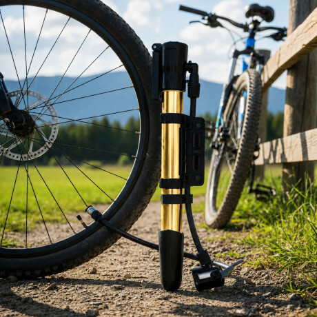 Inflador Manual Bici Pelotas Inflables con Picos Dorado