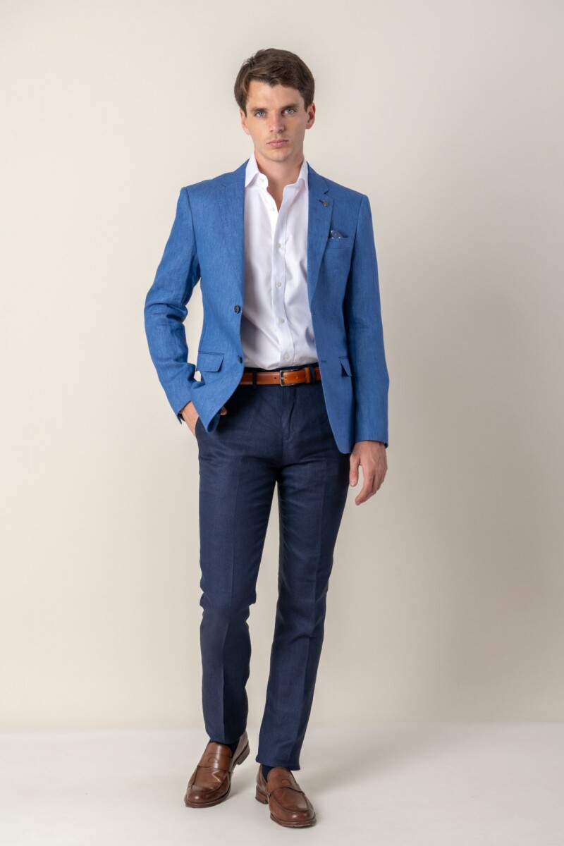 Pantalon de lino Classic Fit - Azul 