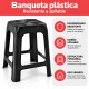 Set x2 Banqueta apilable de plástico resistente NEGRO