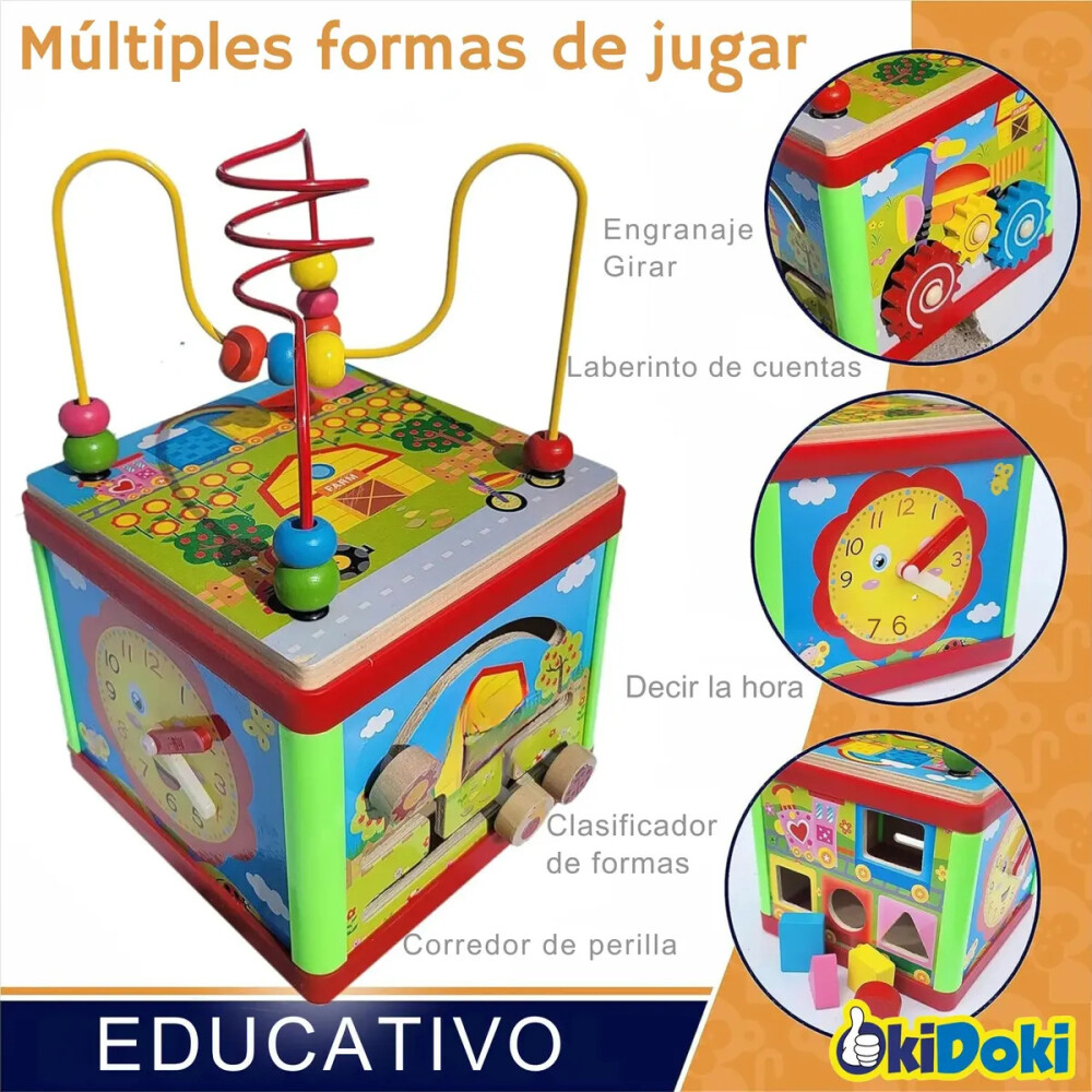 Cubo Juguete Didáctico Madera 5 En 1 Método Montessori Cubo Juguete Didáctico Madera 5 En 1 Método Montessori