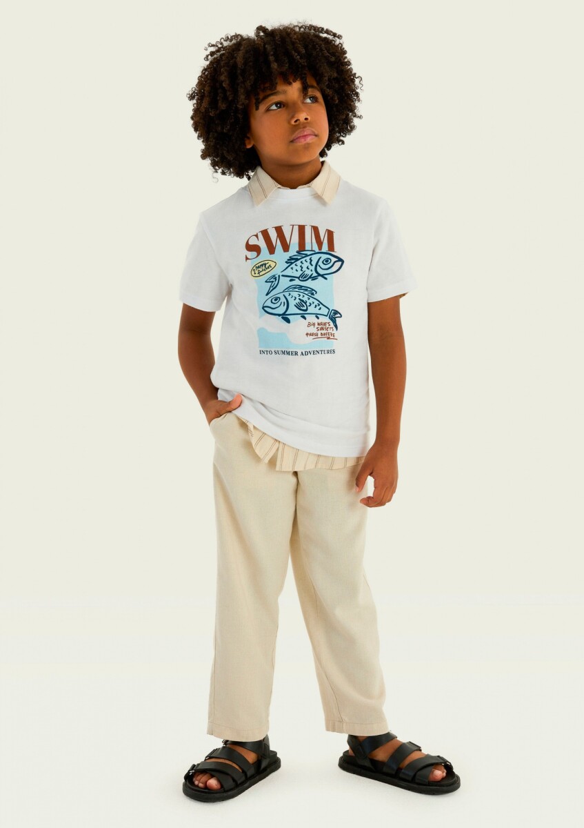 CAMISETA BÁSICA CON ESTAMPA - BLANCO 