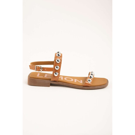 Sandalia Cuero Apliques Camel