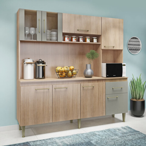 Alacena de cocina 8 puertas 1 cajón con pies en polipropileno regulables 181x29x39x190cm Alacena de cocina 8 puertas 1 cajón con pies en polipropileno regulables 181x29x39x190cm
