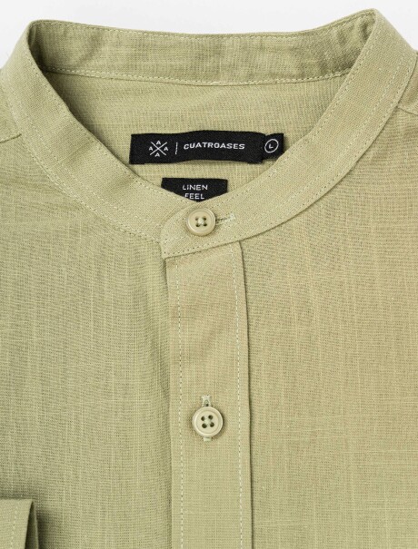 Camisa m/l efecto lino oliva