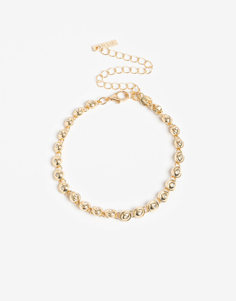 Pulseras Flexibles Strass Pulsera Flexible Metal Y Strass - Dorado